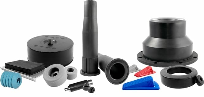 An assortment of custom rubber parts from Qualiform Rubber Molding